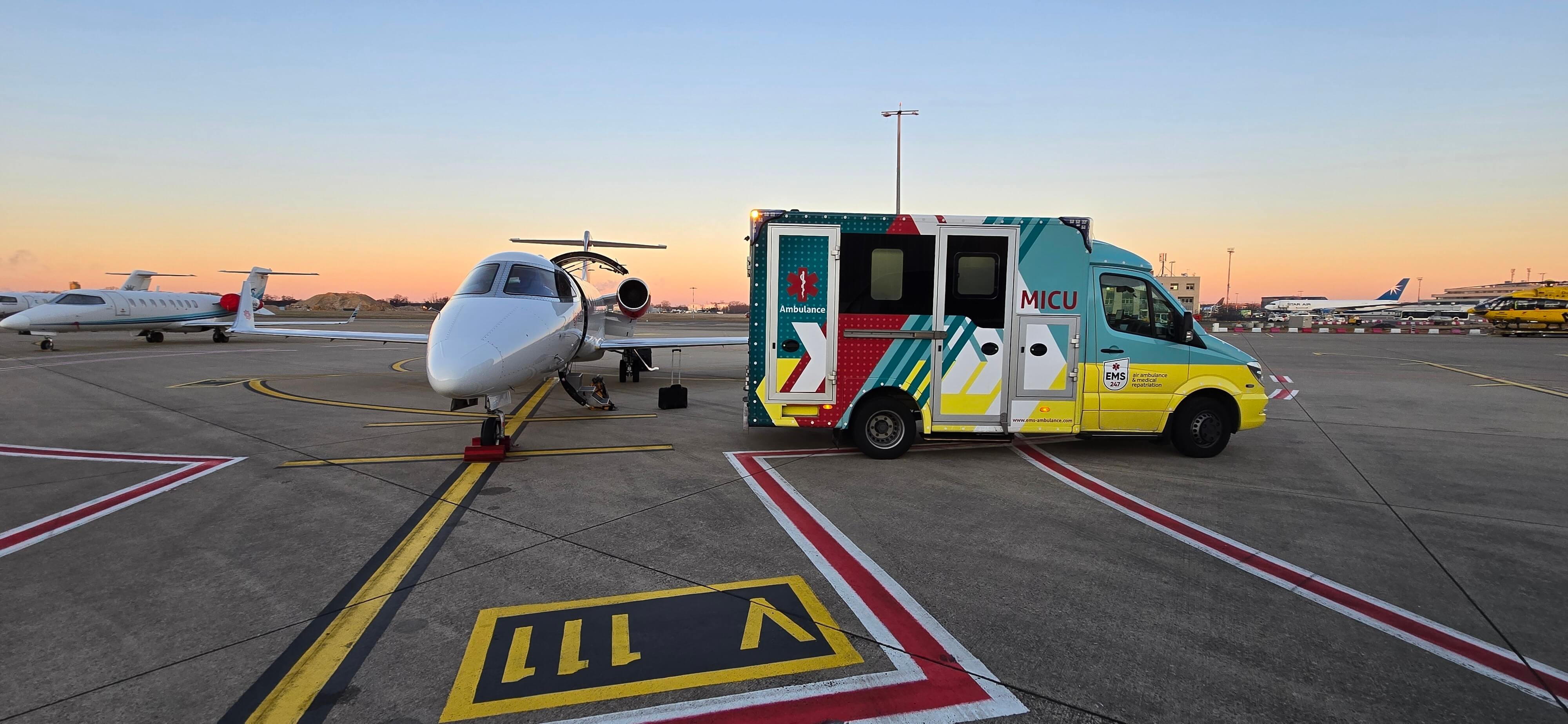Patient boarding into EMS air ambulance
