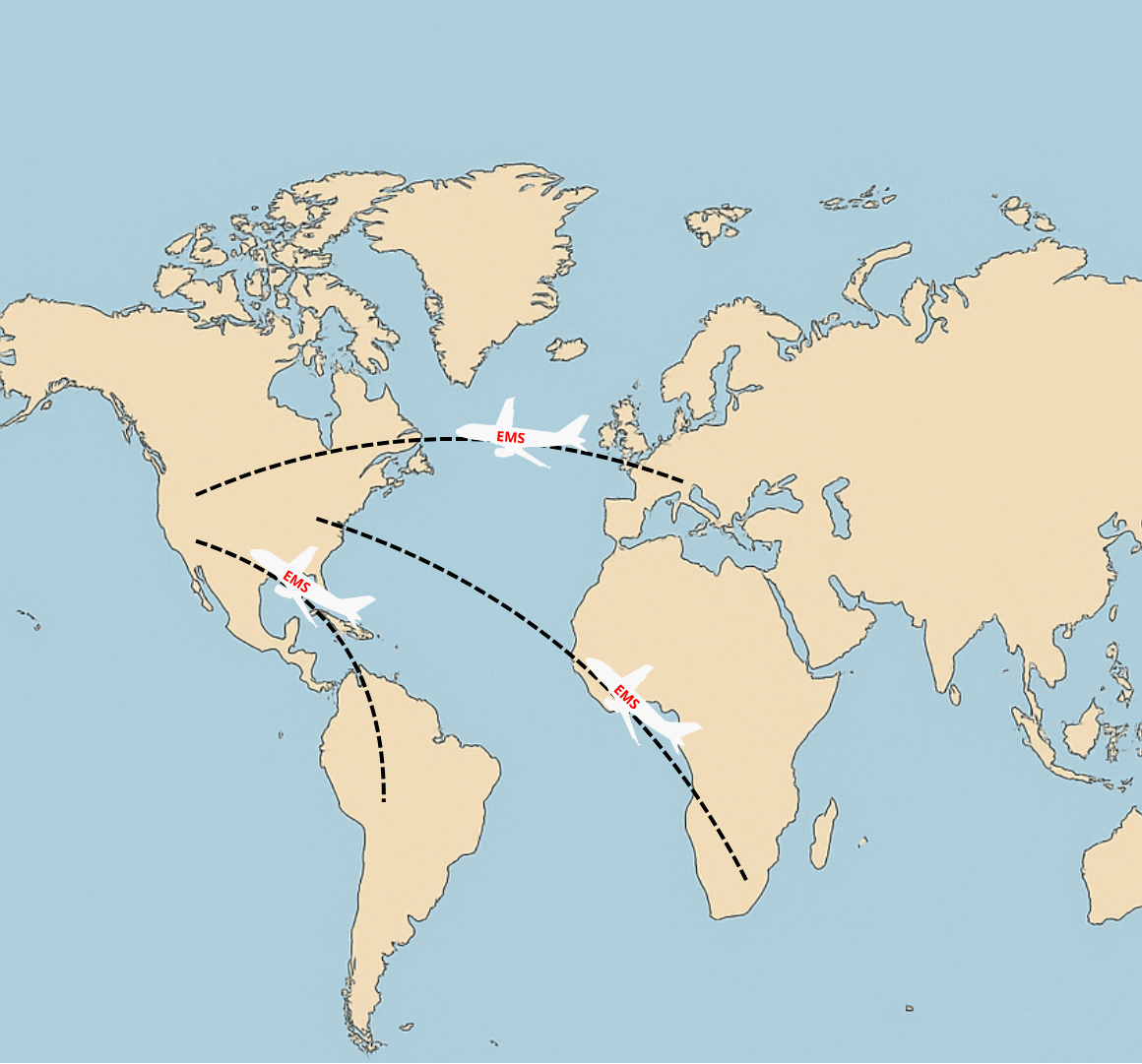 Global map showing air ambulance coverage